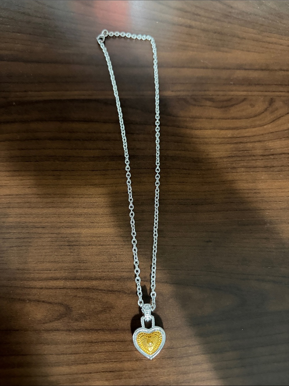 Heart Pendant Necklace with Gold-Tone Accent